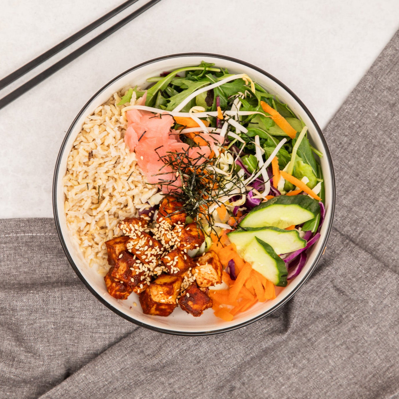 Japanese Tofu & Brown Rice Sushi Bowl (V)