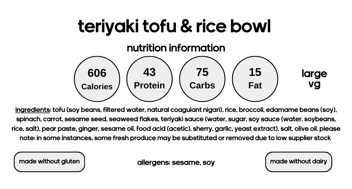 Teriyaki Tofu & Rice Bowl (V)