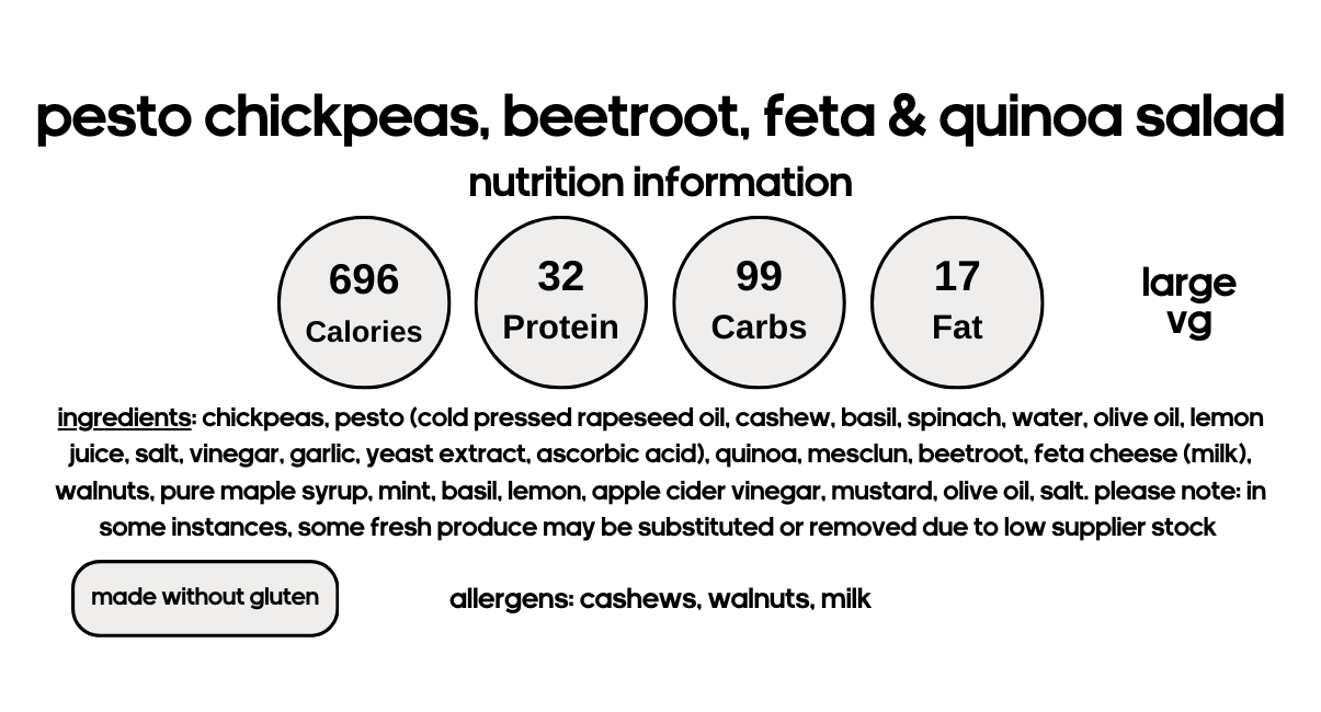 Beetroot, Feta & Quinoa Salad with Pesto Chickpeas (V)
