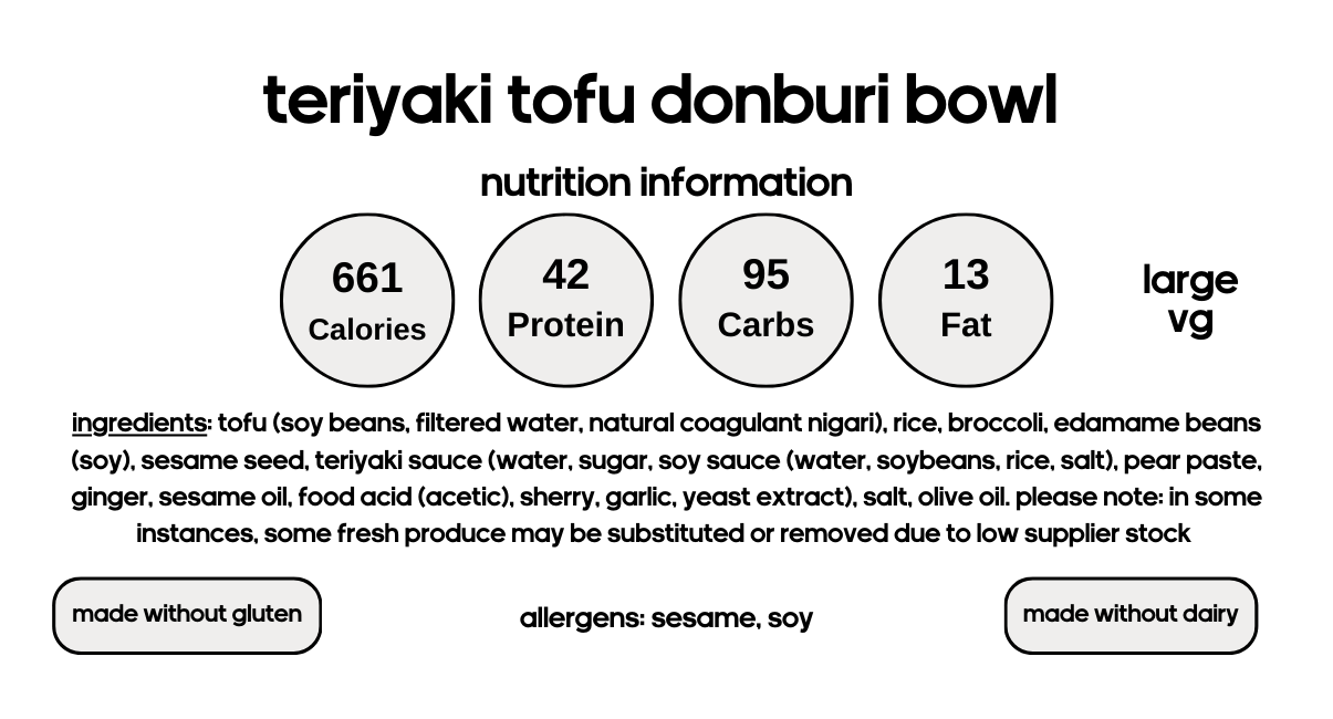 Teriyaki Tofu Donburi Bowl (V)