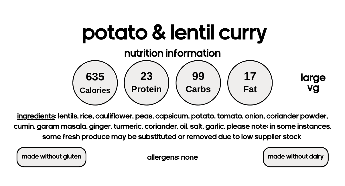 Potato & Lentil Curry (V)