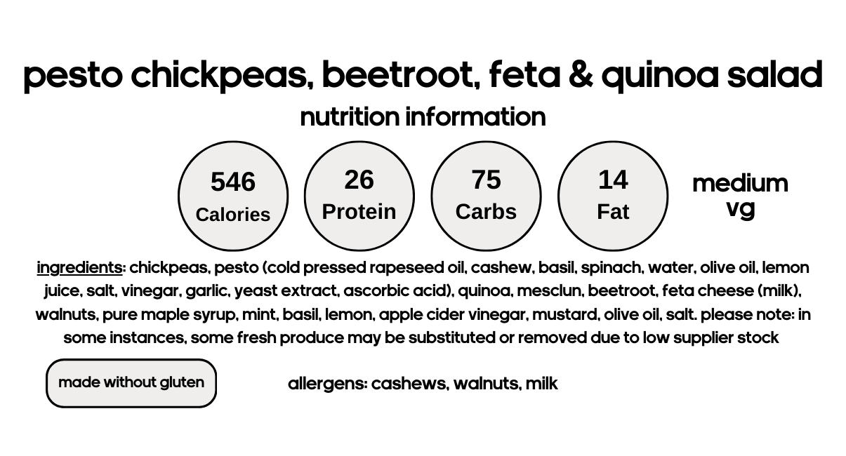 Beetroot, Feta & Quinoa Salad with Pesto Chickpeas (V)