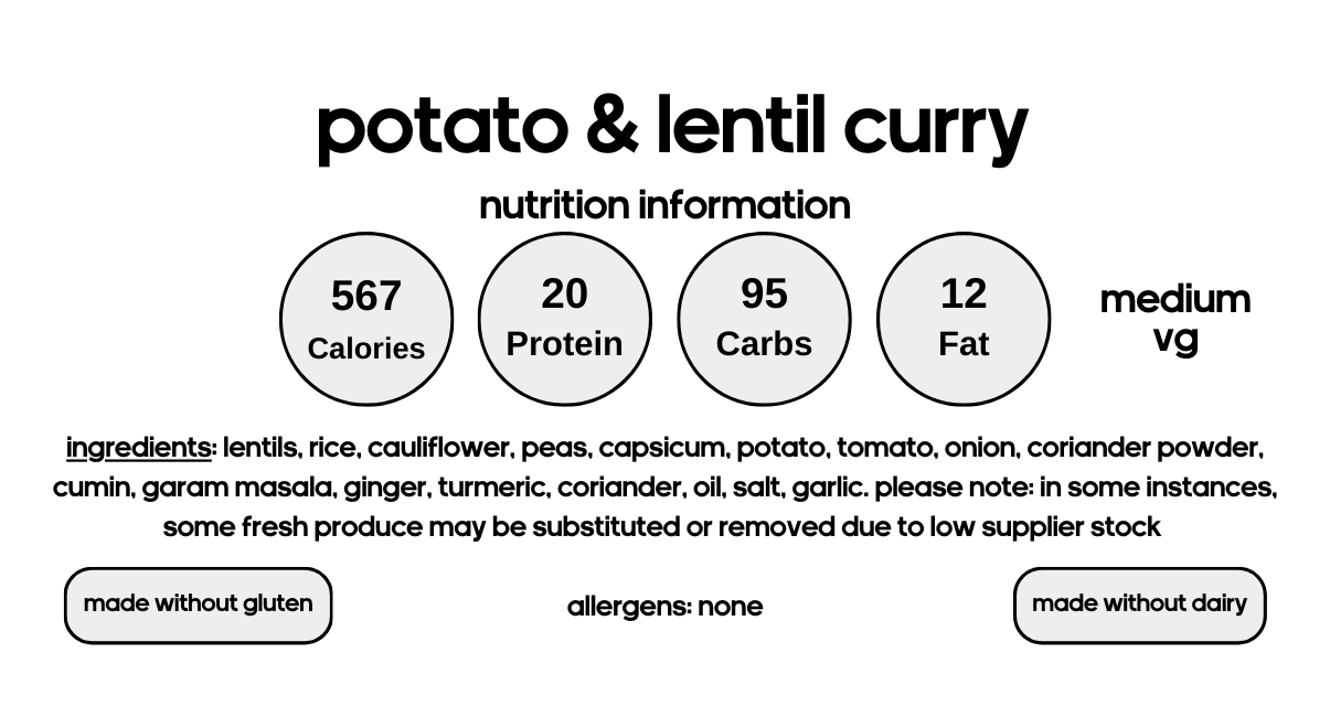 Potato & Lentil Curry (V)