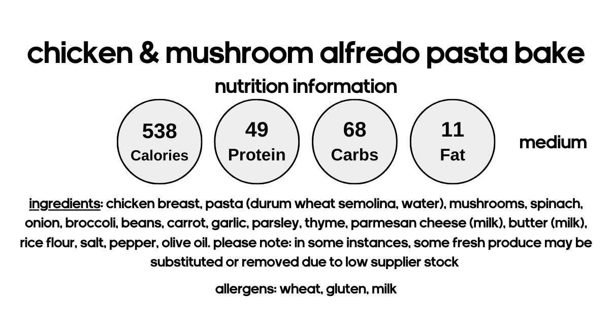 Chicken & Mushroom Alfredo Pasta Bake