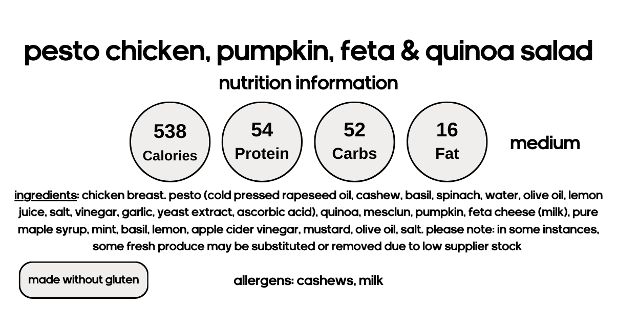 Pesto Chicken, Pumpkin, Feta & Quinoa Salad