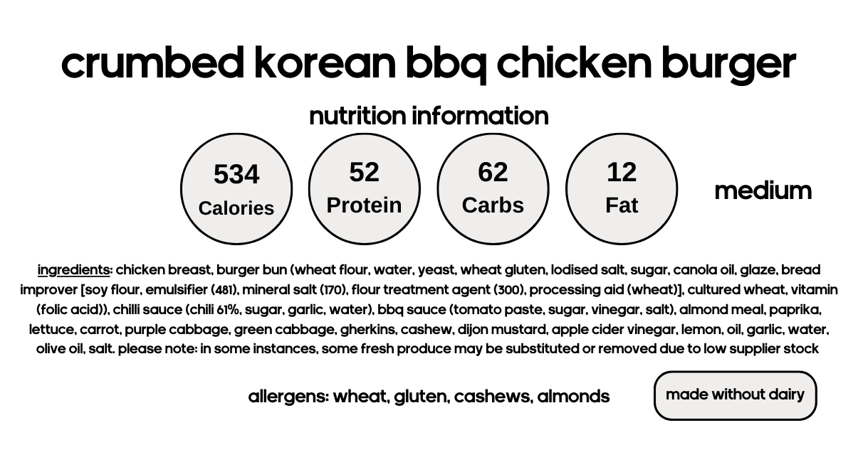 Crumbed Korean BBQ Chicken Burgers