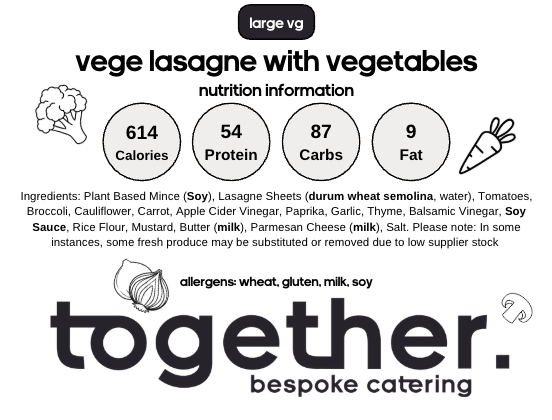 Vege Lasagne with Vegetables (V)