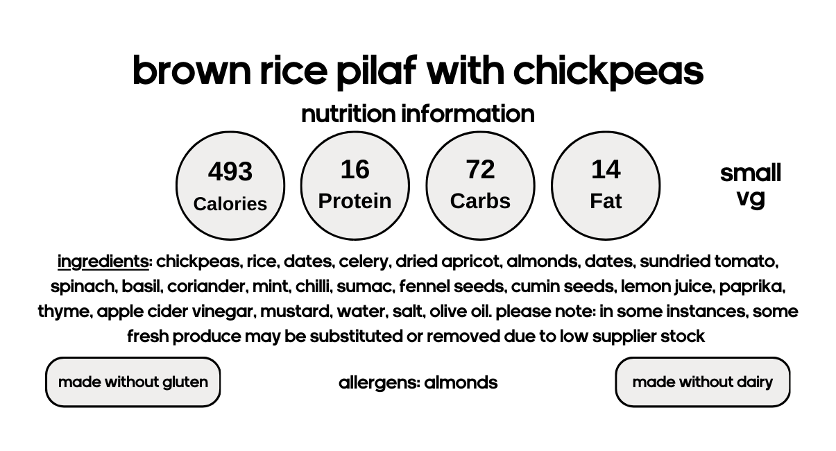 Brown Rice Pilaf with Moroccan Chickpeas (V)