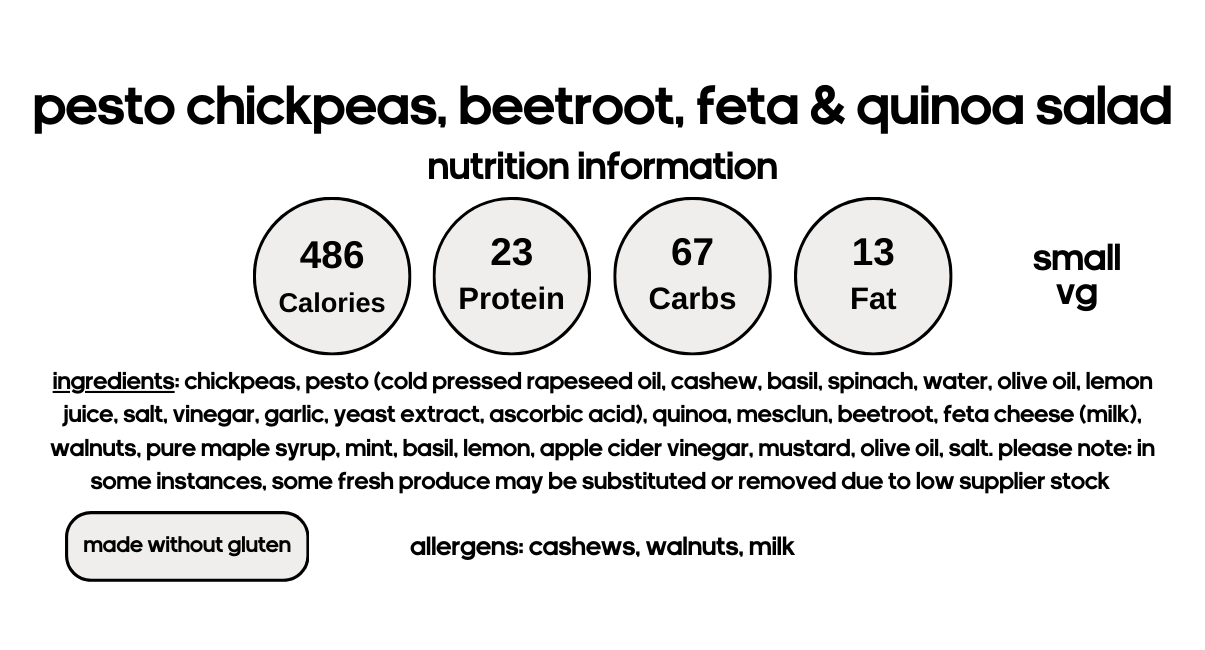 Beetroot, Feta & Quinoa Salad with Pesto Chickpeas (V)