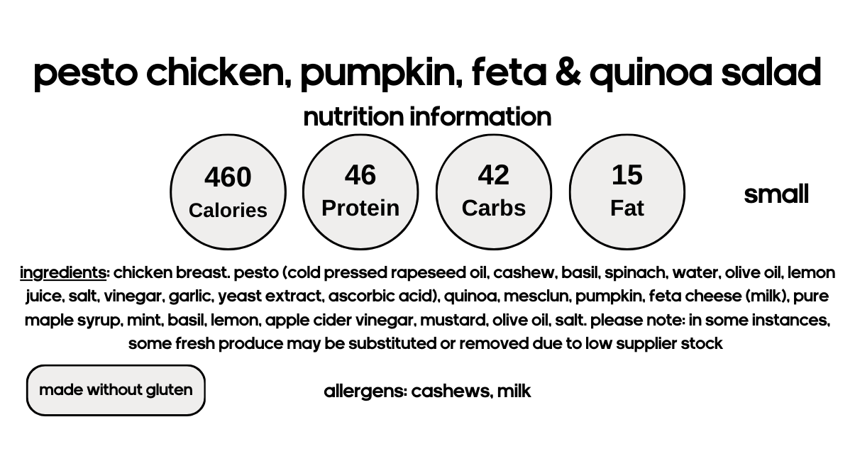 Pesto Chicken, Pumpkin, Feta & Quinoa Salad