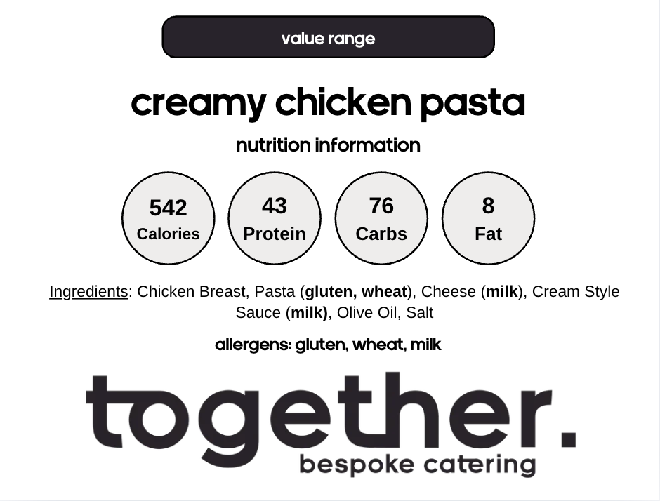 Creamy Chicken Pasta (6 Meal Pack)
