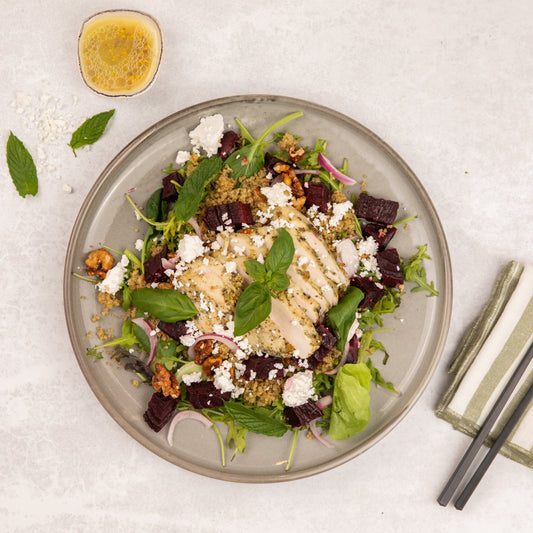 Beetroot, Feta & Quinoa Salad with Pesto Chicken