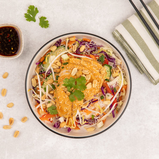 Asian Rice Noodle Salad with Satay Chicken