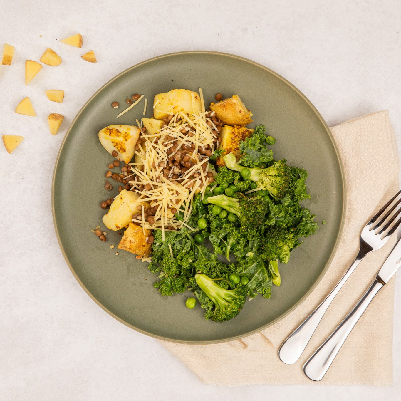 Honey Mustard Chicken and Potato Bake with Green Vegetables