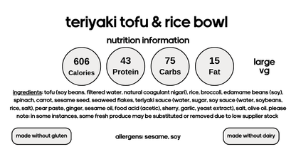 Teriyaki Tofu & Rice Bowl (V)