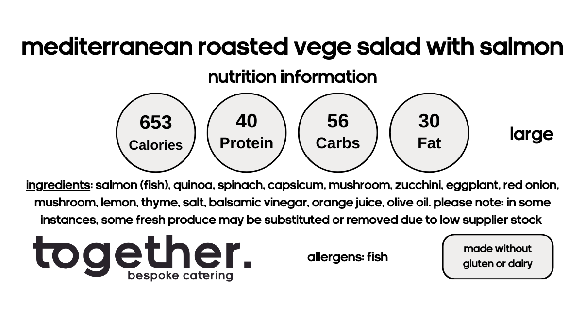 Mediterranean Roasted Vege Salad with Salmon