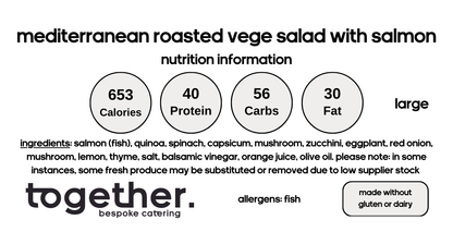 Mediterranean Roasted Vege Salad with Salmon