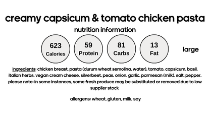 Creamy Capsicum & Tomato Chicken Pasta