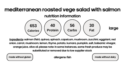 Mediterranean Roasted Vege Salad with Salmon