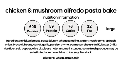 Chicken & Mushroom Alfredo Pasta Bake