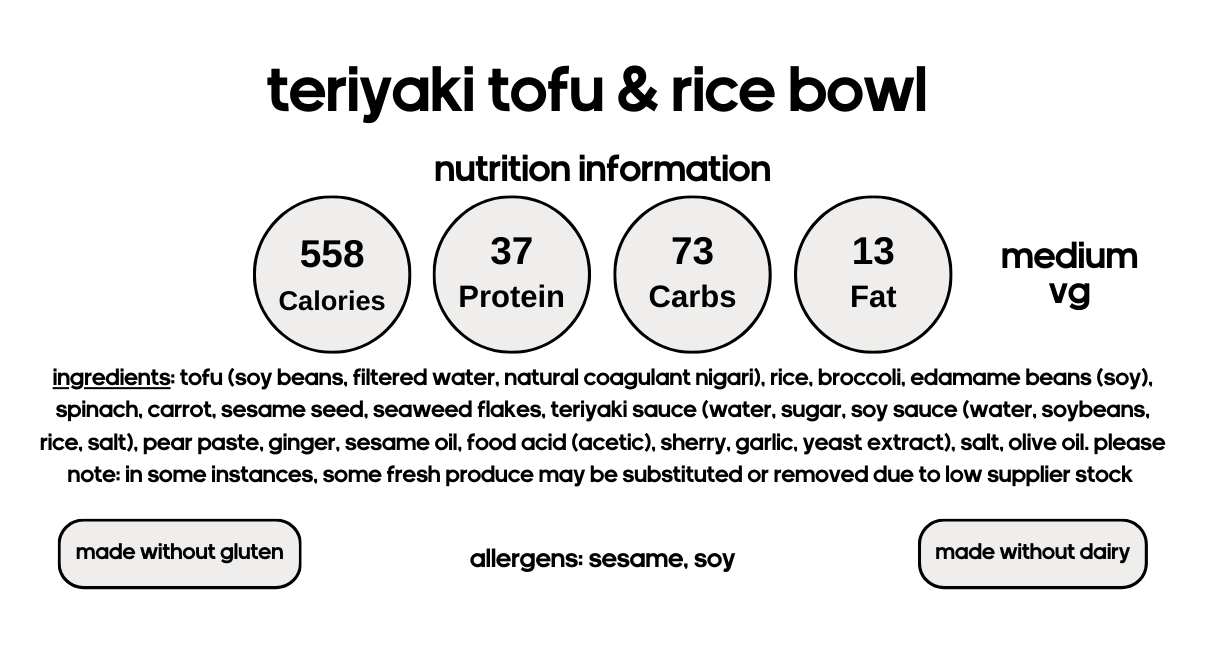 Teriyaki Tofu & Rice Bowl (V)