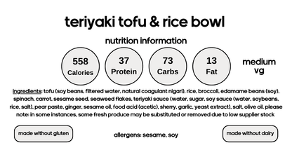 Teriyaki Tofu & Rice Bowl (V)