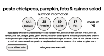 Pesto Chickpeas, Pumpkin, Feta & Quinoa Salad (V)