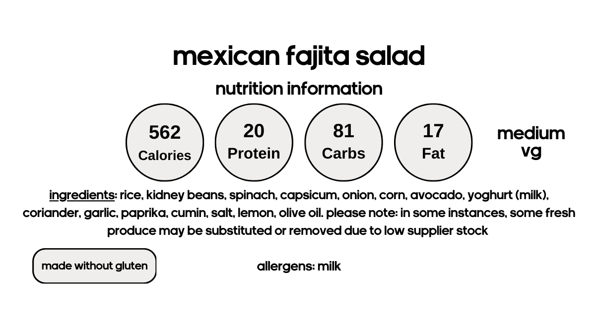 Mexican Fajita Salad with Rice & Beans (V)