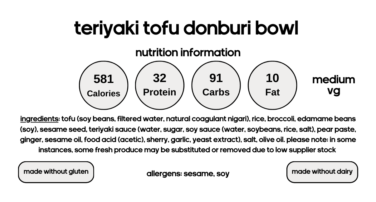 Teriyaki Tofu Donburi Bowl (V)