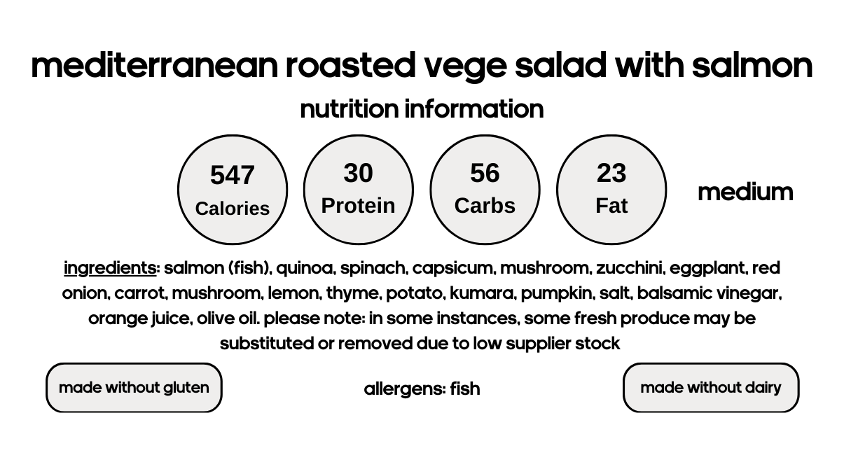 Mediterranean Roasted Vege Salad with Salmon