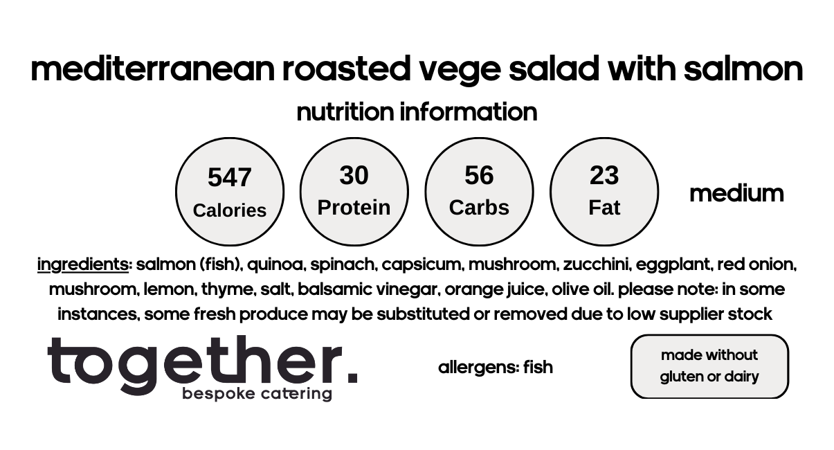 Mediterranean Roasted Vege Salad with Salmon