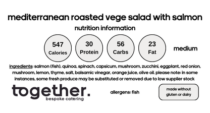 Mediterranean Roasted Vege Salad with Salmon