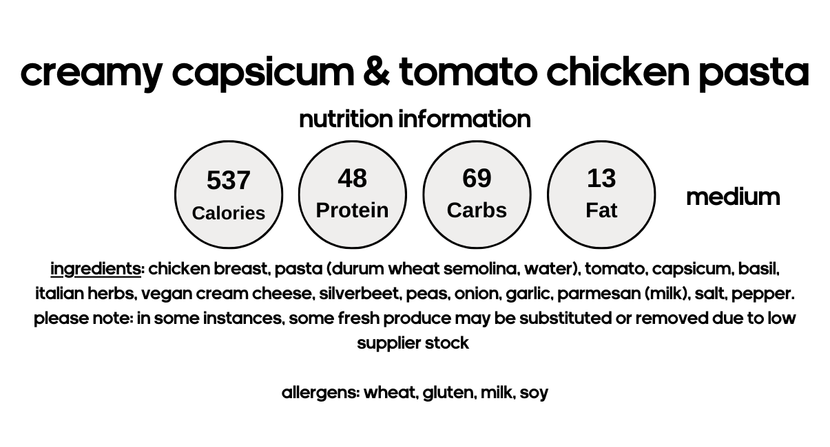 Creamy Capsicum & Tomato Chicken Pasta