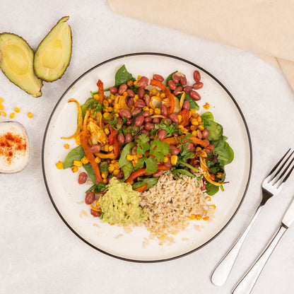 Mexican Fajita Salad with Rice & Beans (V)