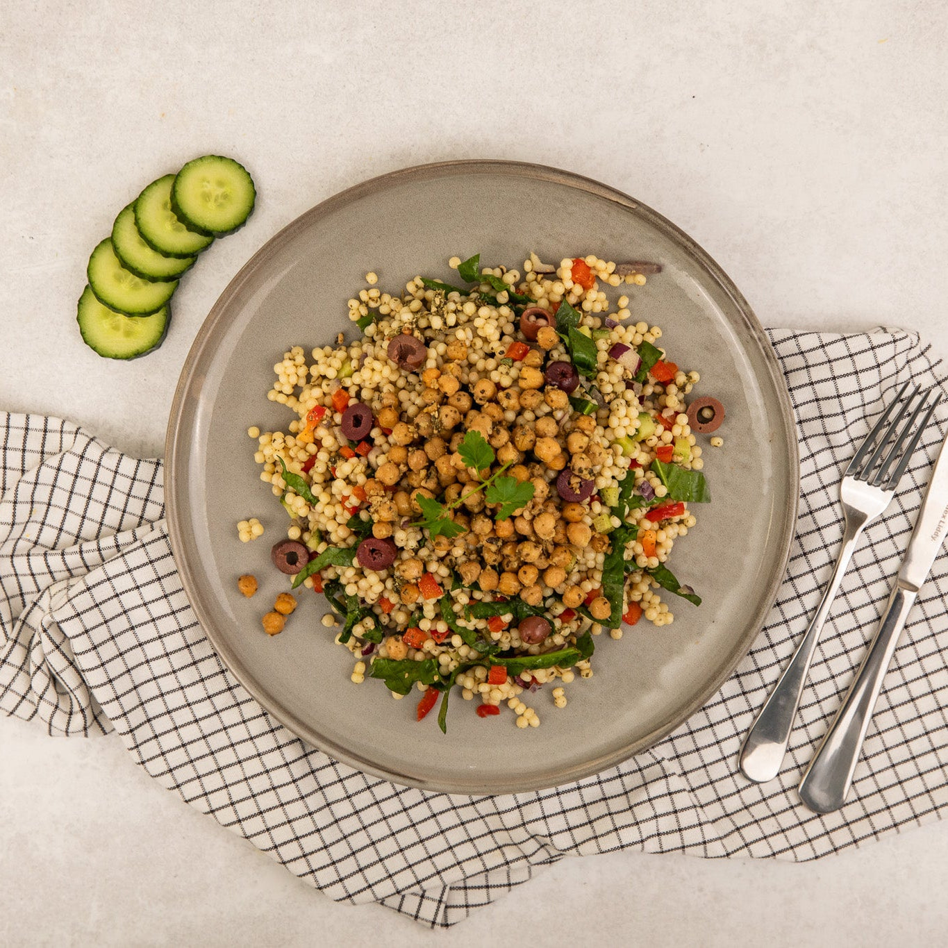 Pearl Cous Cous Salad with Chickpeas (V)