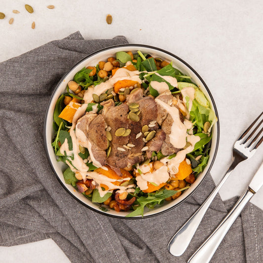 Roasted Pumpkin & Chickpea Salad with Lamb