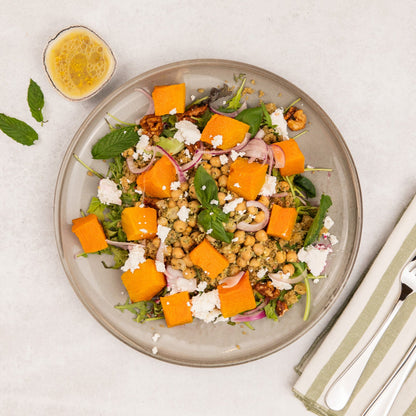 Pesto Chickpeas, Pumpkin, Feta & Quinoa Salad (V)