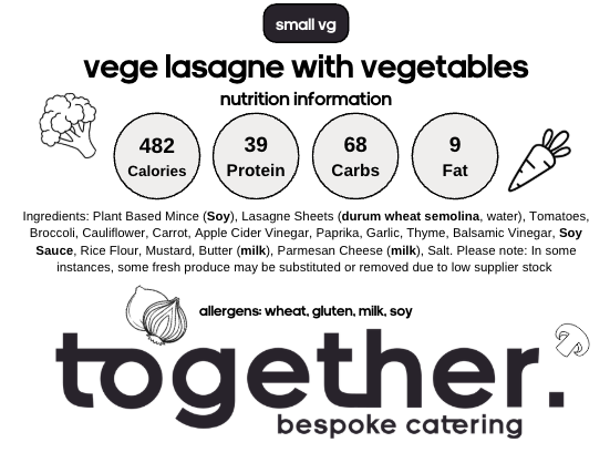Vege Lasagne with Vegetables (V)