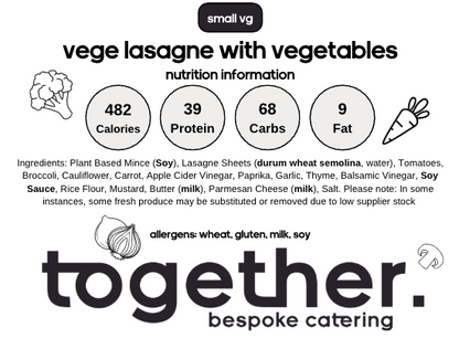 Vege Lasagne with Vegetables (V)