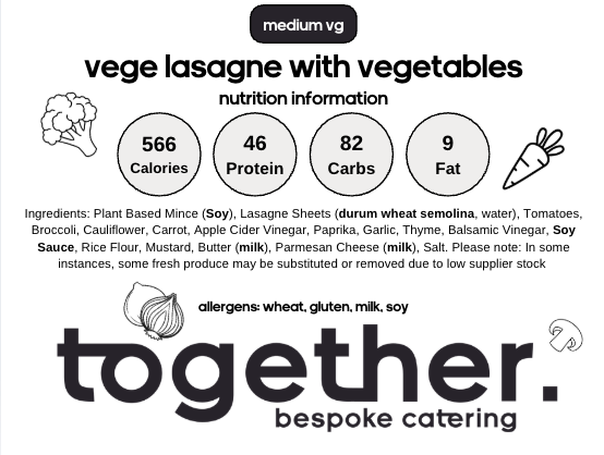 Vege Lasagne with Vegetables (V)