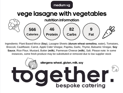 Vege Lasagne with Vegetables (V)