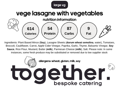 Vege Lasagne with Vegetables (V)