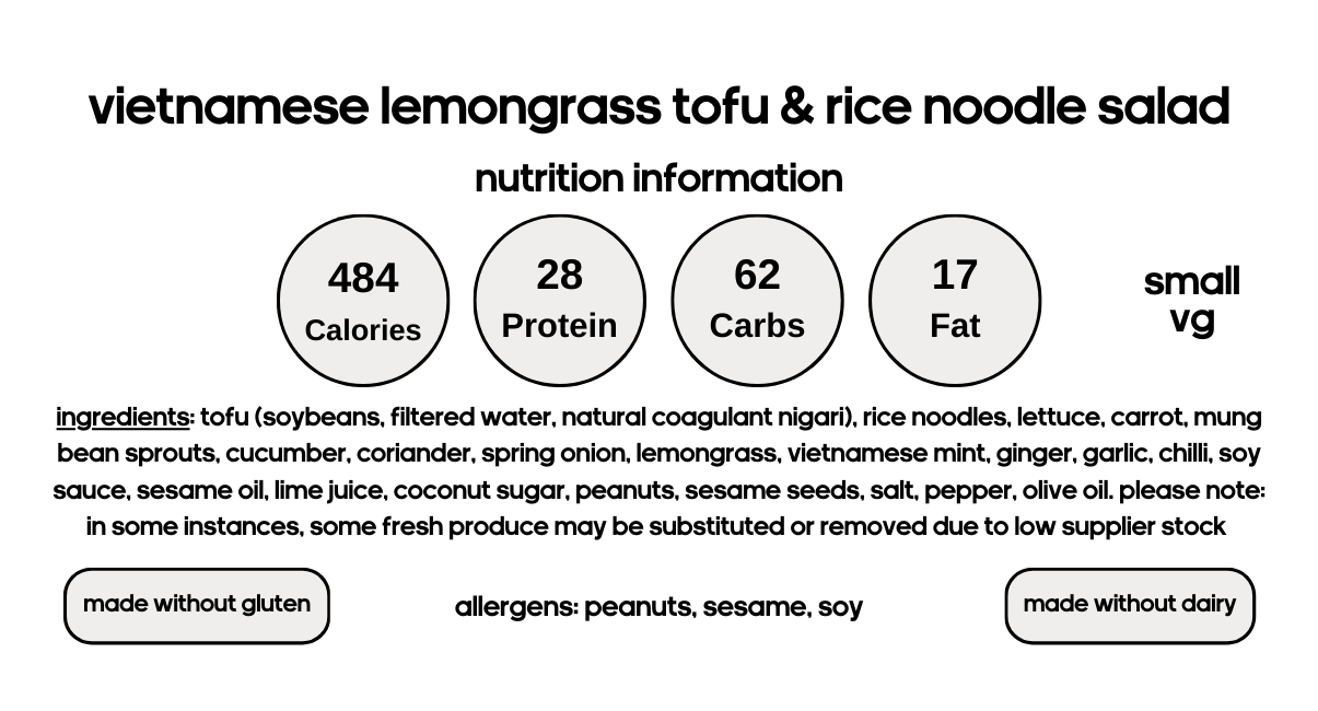 Vietnamese Lemongrass Tofu & Rice Noodle Salad (V)