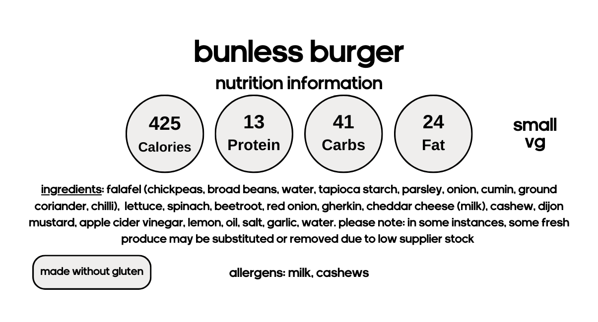 Bunless Falafel Burger (V)