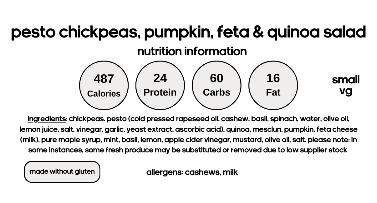Pesto Chickpeas, Pumpkin, Feta & Quinoa Salad (V)