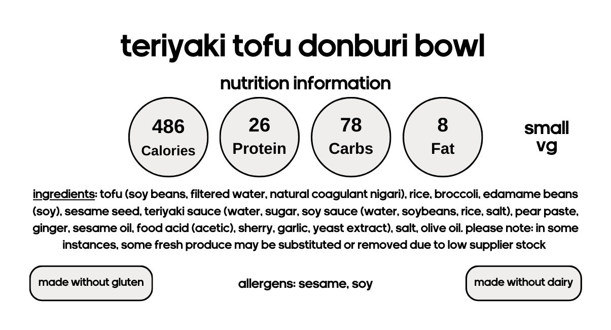 Teriyaki Tofu Donburi Bowl (V)