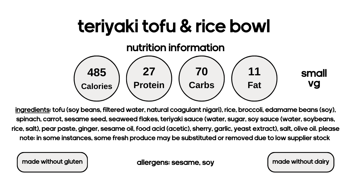 Teriyaki Tofu & Rice Bowl (V)