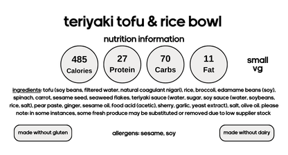 Teriyaki Tofu & Rice Bowl (V)