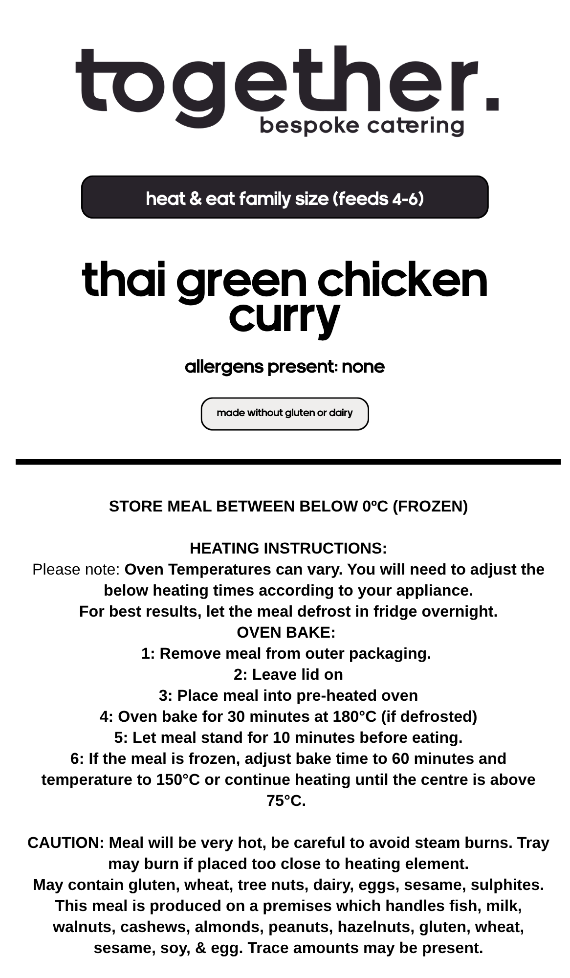 Thai Green Chicken Curry Family Meal