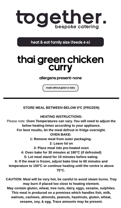 Thai Green Chicken Curry Family Meal